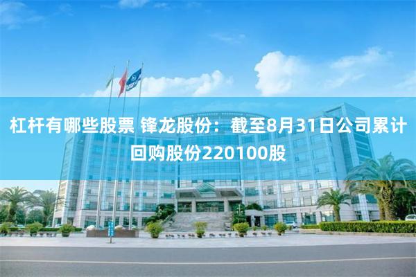 杠杆有哪些股票 锋龙股份：截至8月31日公司累计回购股份220100股